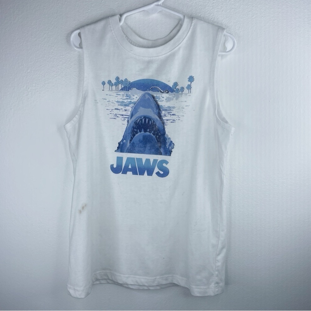 JAWS Boys Kids Sick White Loose Fit Tank Top/One of a Kind Piece Size Medium 8